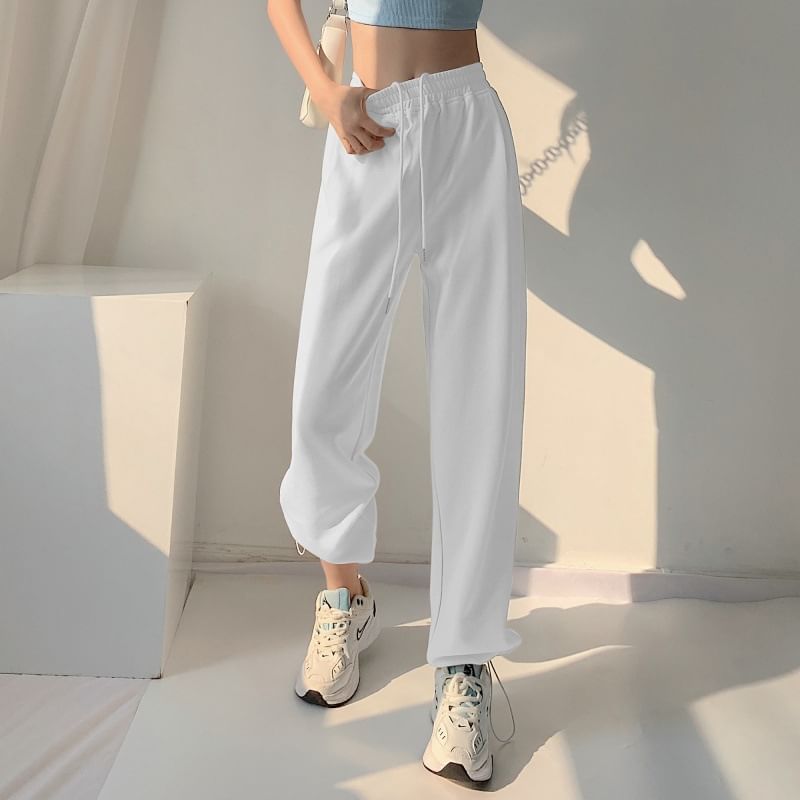 Elastic Waist Plain Sweatpants