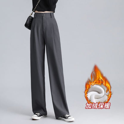 High Waist Plain Straight Leg Suit Pants