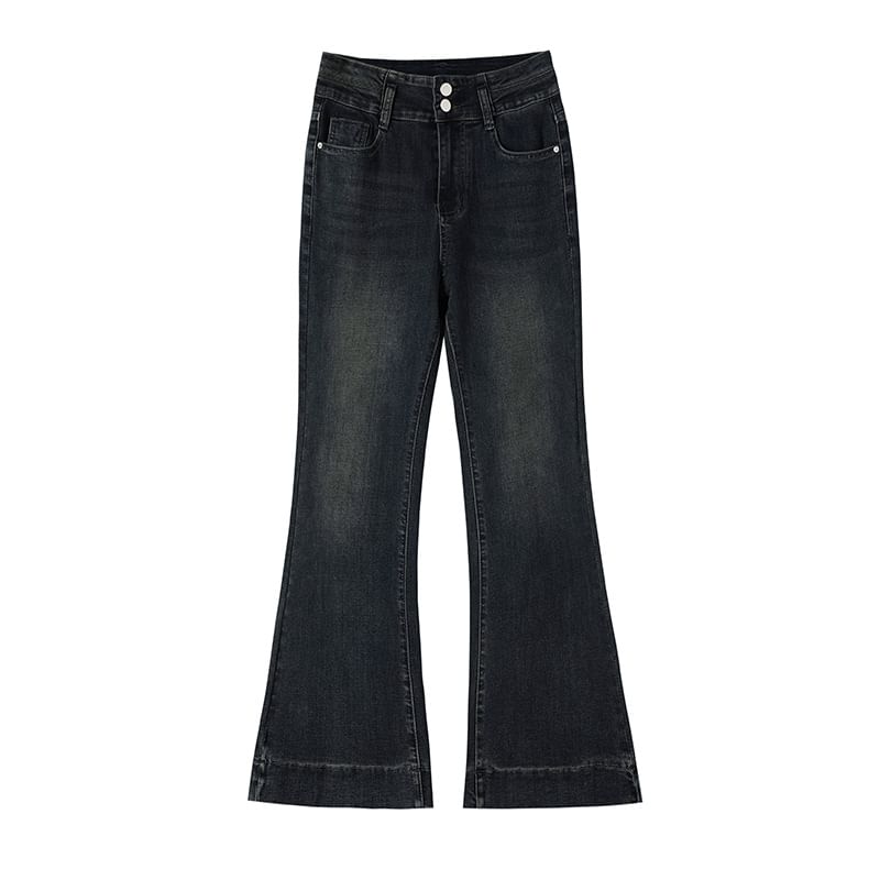 High Rise Washed Flared Jeans