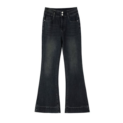 High Rise Washed Flared Jeans