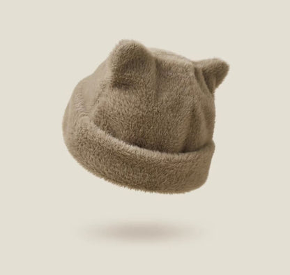 Plain Ear Fluffy Hat
