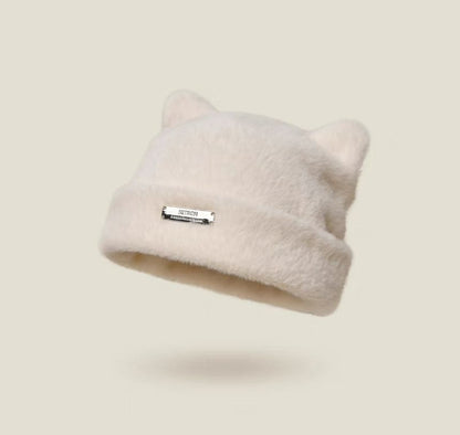 Plain Ear Fluffy Hat