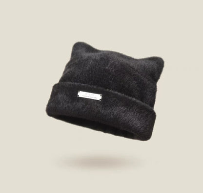 Plain Ear Fluffy Hat