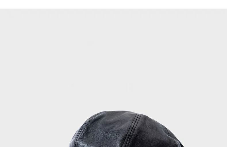 Plain Faux Leather Newsboy Cap