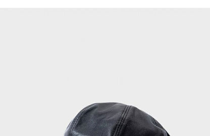 Plain Faux Leather Newsboy Cap