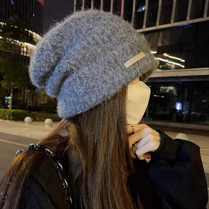Plain Fuzzy Knit Beanie