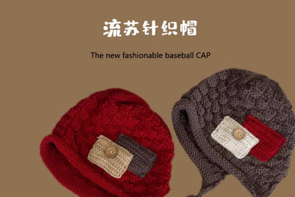 Color Block Tassel Beanie