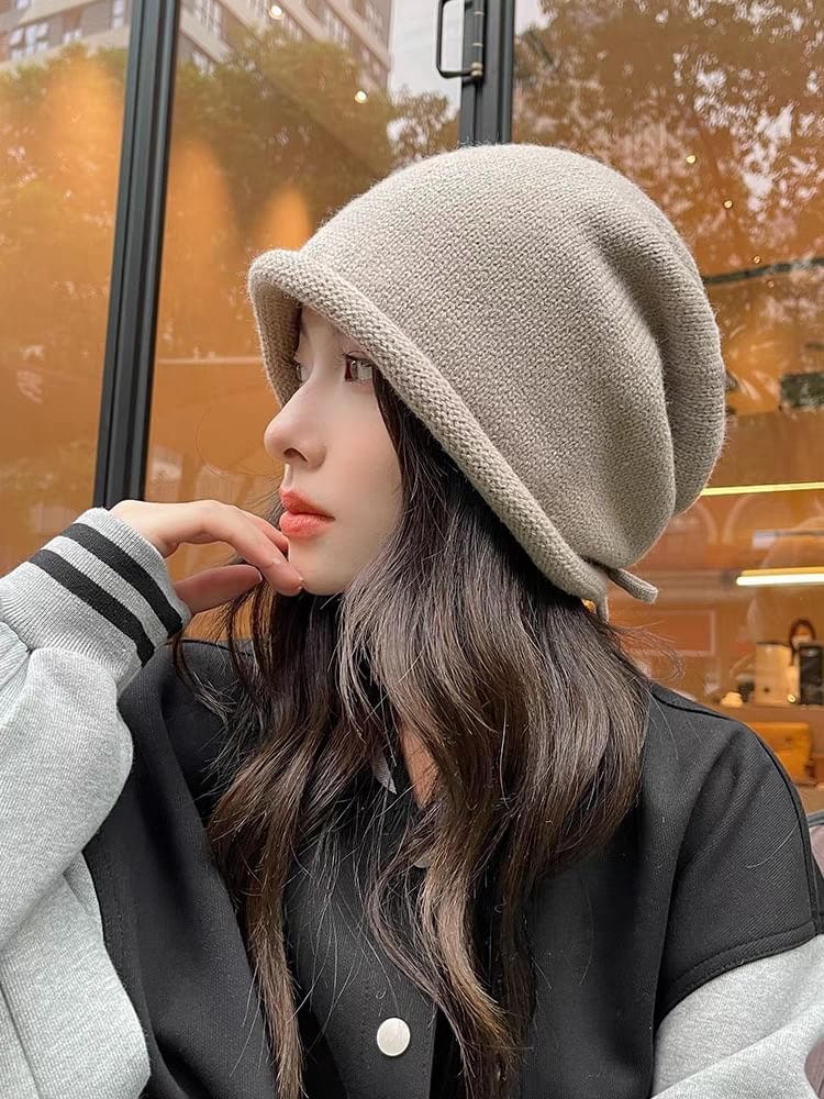 Plain Bowknot Beanie