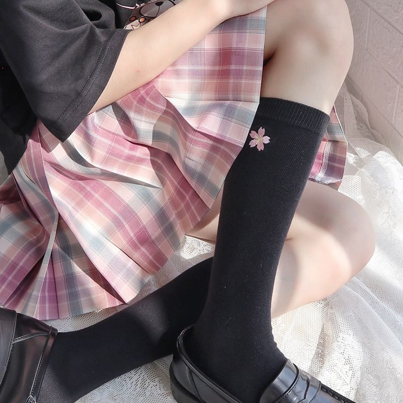 Flower Embroidered Socks