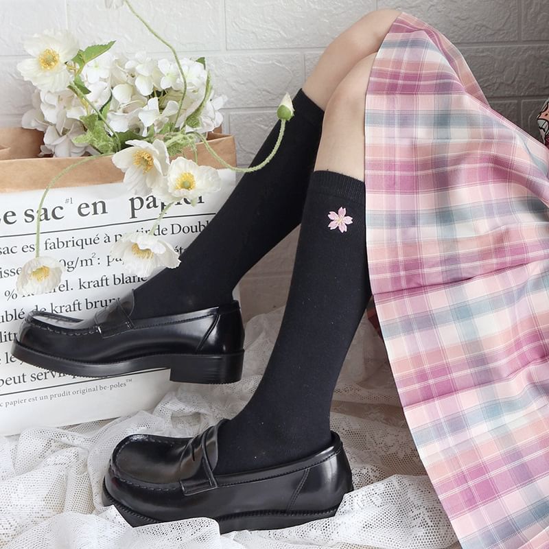 Flower Embroidered Socks
