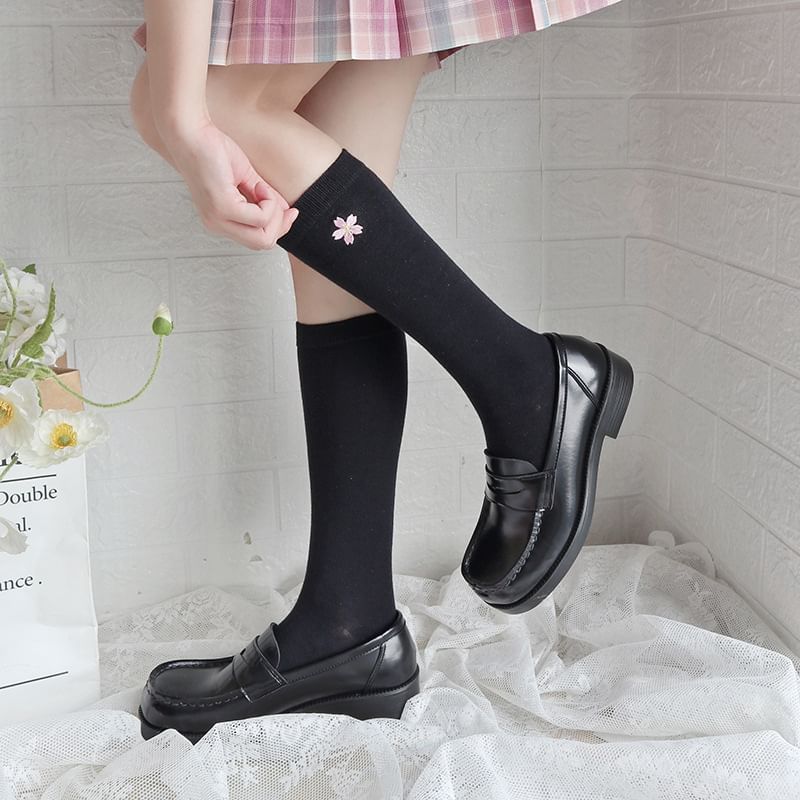 Flower Embroidered Socks