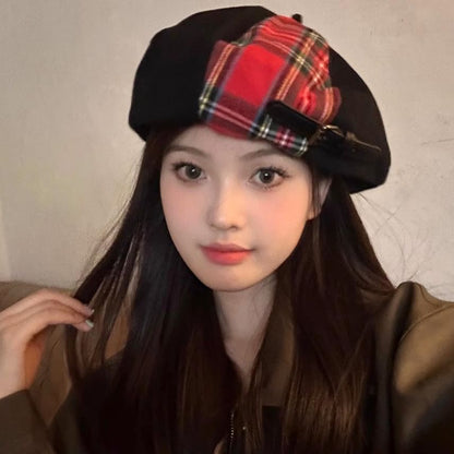 Panel Plaid Beret