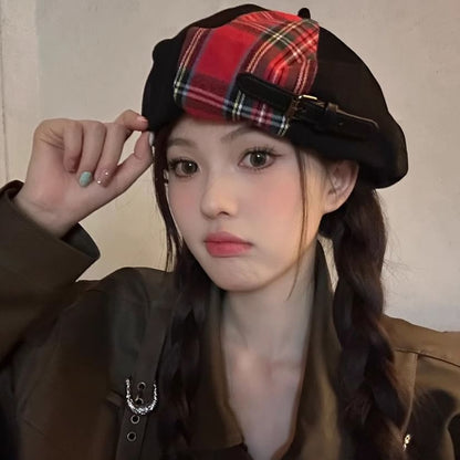 Panel Plaid Beret