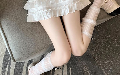 Bow Skirt Mini Tiered High Rise A-Line