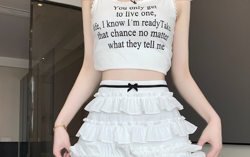 Bow Skirt Mini Tiered High Rise A-Line