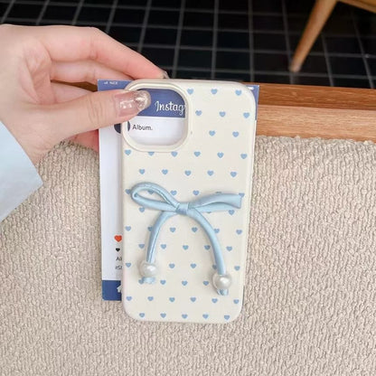 Phone / Bow Faux Case Decoration Leather Set Adhesive Heart