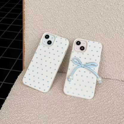 Phone / Bow Faux Case Decoration Leather Set Adhesive Heart