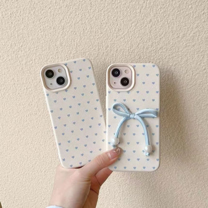 Phone / Bow Faux Case Decoration Leather Set Adhesive Heart