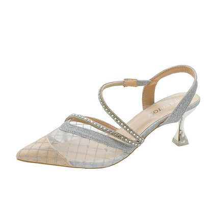 High Heel Rhinestone Pointy Sandals