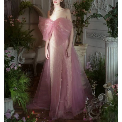 Bow Off-Shoulder A-Line Evening Gown