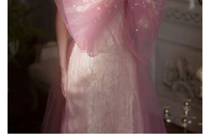 Bow Off-Shoulder A-Line Evening Gown