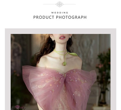 Off-Shoulder Bow A-Line Evening Gown
