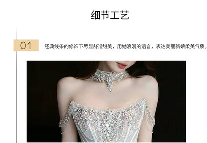 A-Line Off-Shoulder Evening Gown Rhinestone