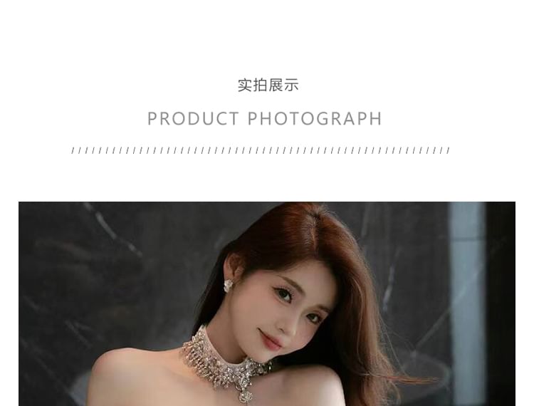 A-Line Off-Shoulder Evening Gown Rhinestone