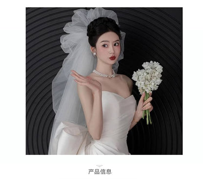 Satin Wedding Strapless Bow Gown A-Line Back