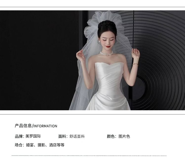 Satin Wedding Strapless Bow Gown A-Line Back