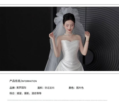 Satin Wedding Strapless Bow Gown A-Line Back