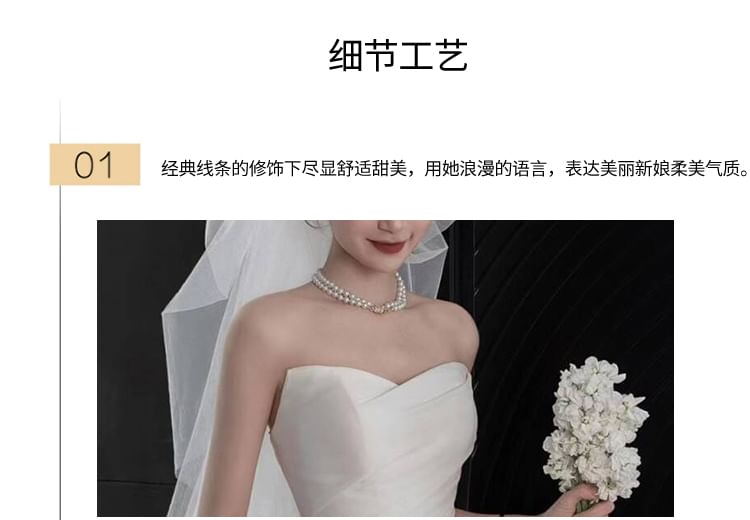 Satin Wedding Strapless Bow Gown A-Line Back