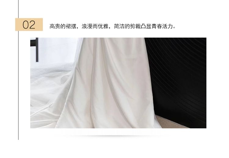 Satin Wedding Strapless Bow Gown A-Line Back