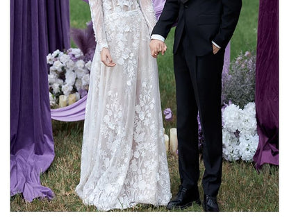 Gown Off-Shoulder Long-Sleeve Lace Wedding A-Line