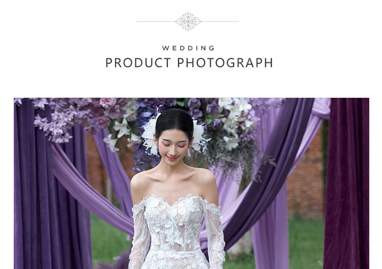 Gown Off-Shoulder Long-Sleeve Lace Wedding A-Line