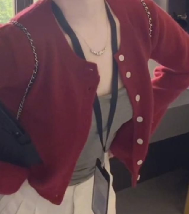 Round Neck Cropped Cardigan