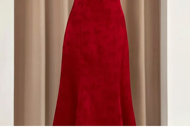 Short Sleeve Square Neck Plain Tie Front A-Line Evening Dress