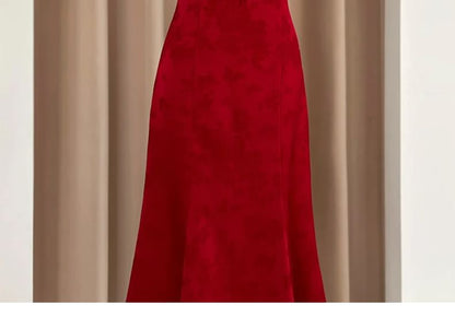 Short Sleeve Square Neck Plain Tie Front A-Line Evening Dress