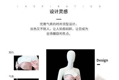 Evening Gown Bow Shirred Satin Cold-Shoulder