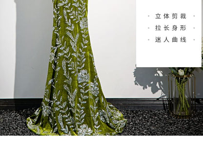 Floral Print Mermaid Buttoned Gown Frog Evening Strapless