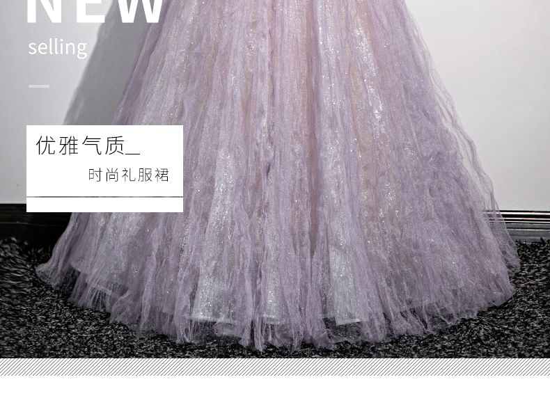 Gown Floral Evening A-Line Sweetheart-Neckline Print Puff-Sleeve