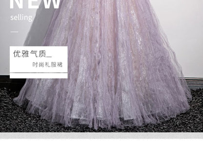 Gown Floral Evening A-Line Sweetheart-Neckline Print Puff-Sleeve