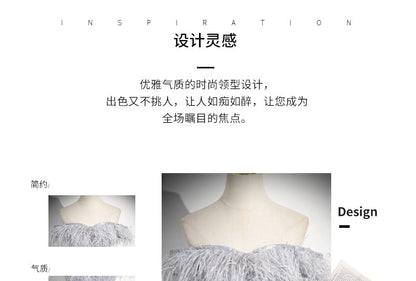 Off-Shoulder Feather Sequin Asymmetrical Ruffled Mermaid Evening Gown