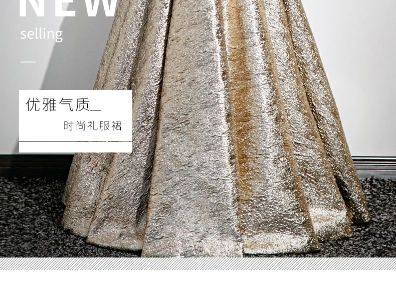 Back A-Line Evening Gown Strapless Floral Bow Print