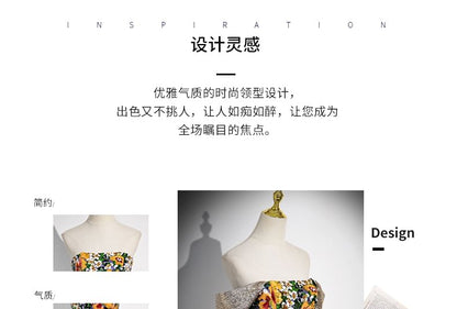 Back A-Line Evening Gown Strapless Floral Bow Print