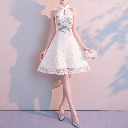 Lace Sleeveless A-Line Cocktail Dress