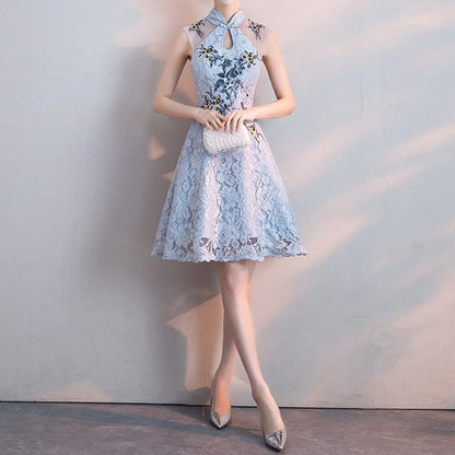 Lace Sleeveless A-Line Cocktail Dress