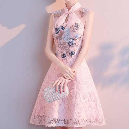 Lace Sleeveless A-Line Cocktail Dress