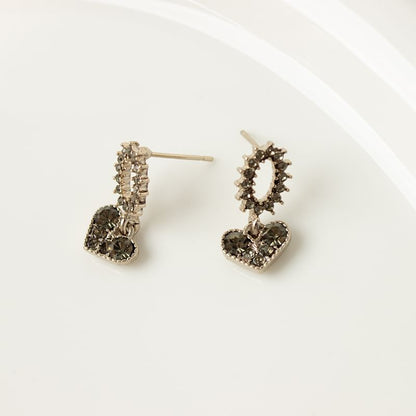 Flower Heart Rhinestone Alloy Drop Earring