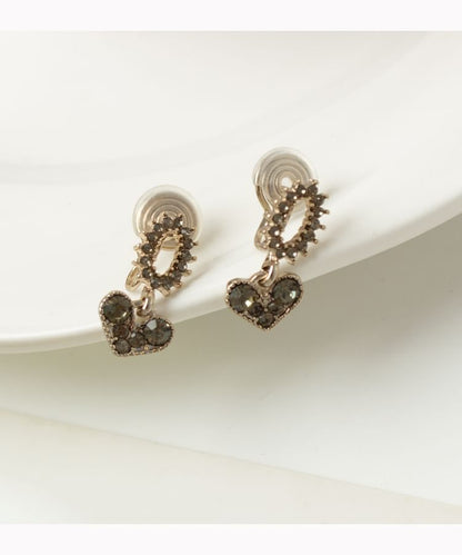 Flower Heart Rhinestone Alloy Drop Earring